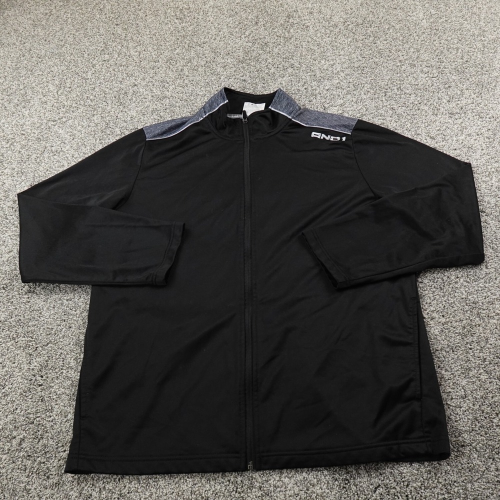 VTG And1 Jacket Mens XL Black Mock Neck Full Zip Basketball Track Sweatshirt Y2K